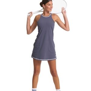 Vuori Volley Dress Azure Built In Bra Gray Athleisure Active Workout Womens Med